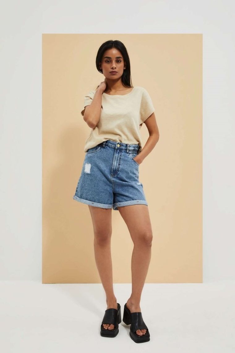 Szorty jeansowe damskie, niebieskie, Moodo