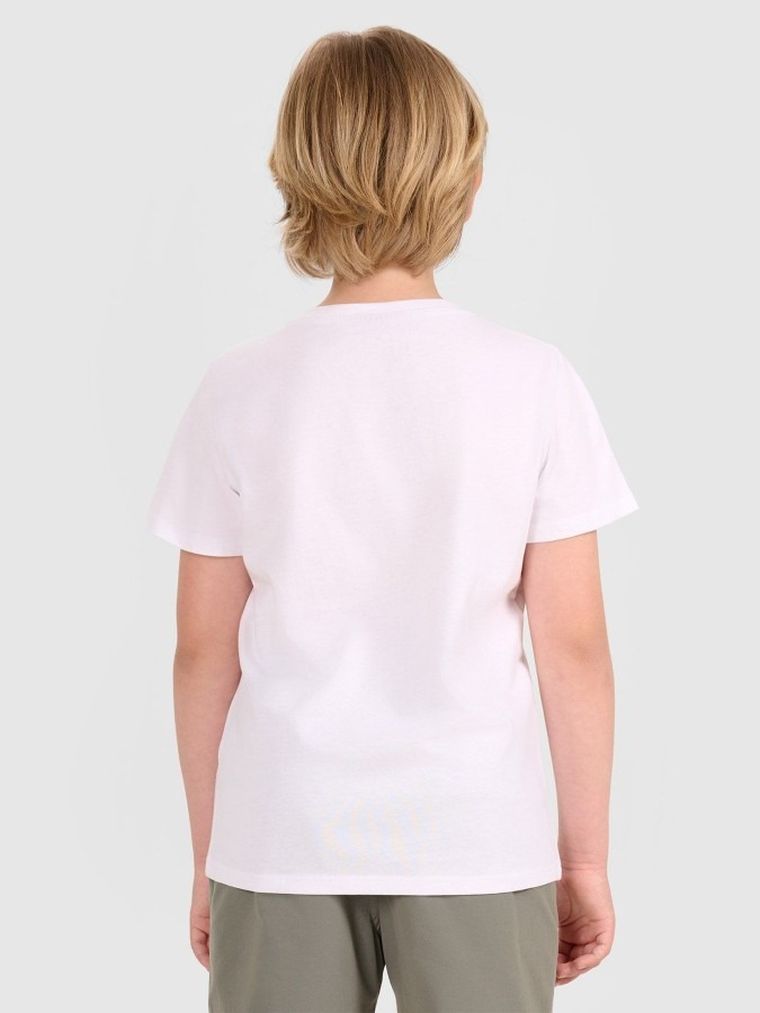 T-shirt chłopięcy, biały, 4F