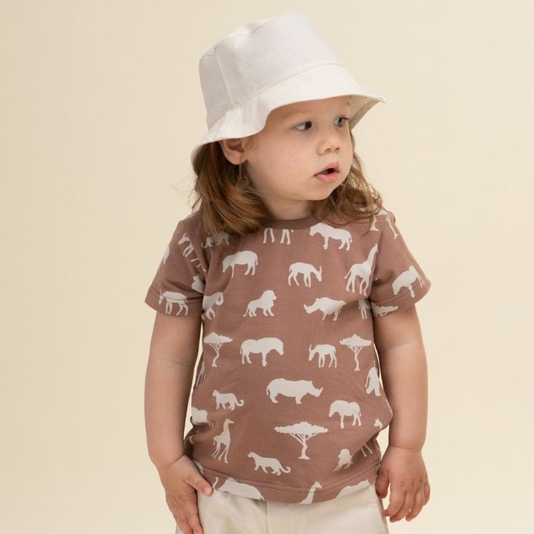 T-shirt chłopięcy, brązowy, Pinokio