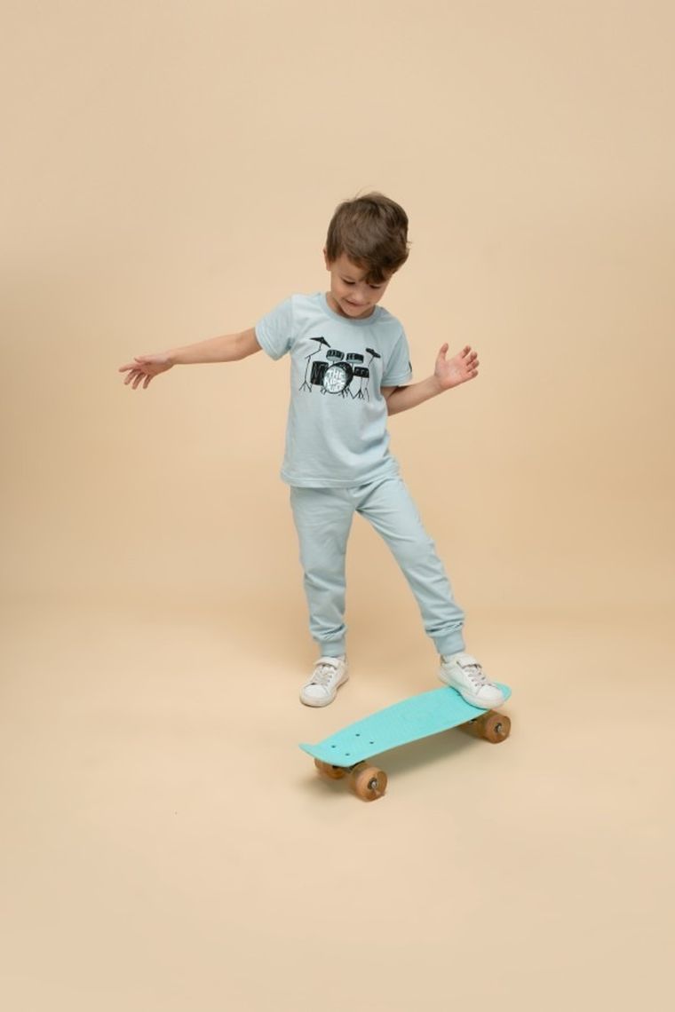 T-shirt chłopięcy, niebieski, Pinokio