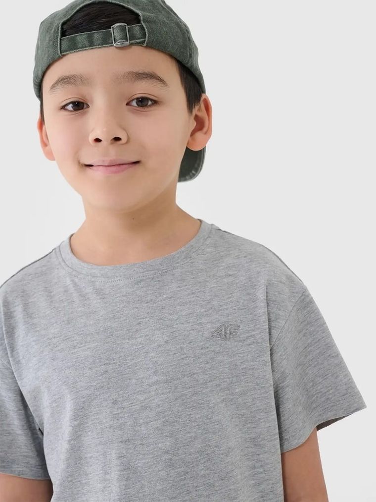 T-shirt chłopięcy, szary, 4F