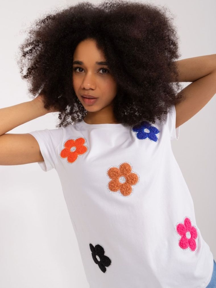 T-shirt damski, biały, Basic Feel Good