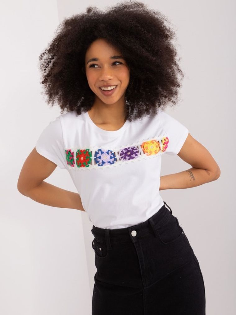 T-shirt damski, biały, Basic Feel Good