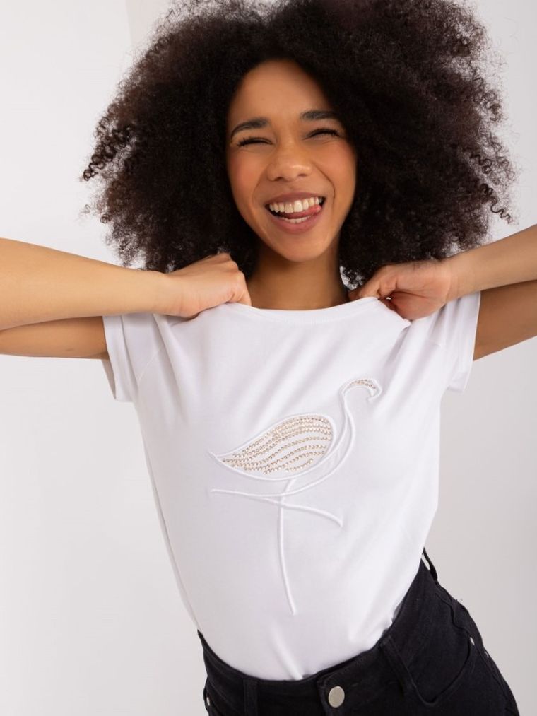 T-shirt damski, biały, Basic Feel Good