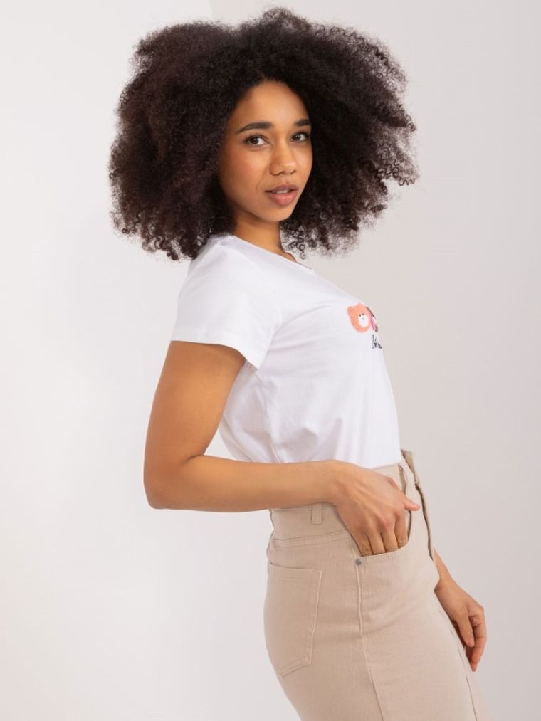 T-shirt damski, biały, Basic Feel Good