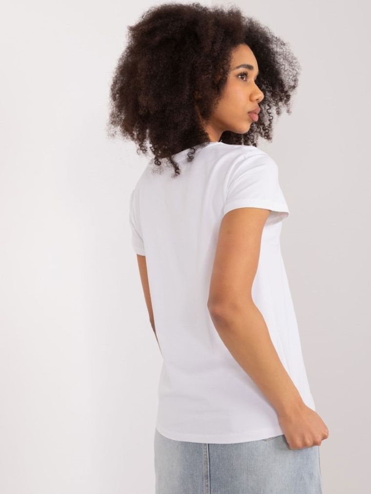 T-shirt damski, biały, Basic Feel Good