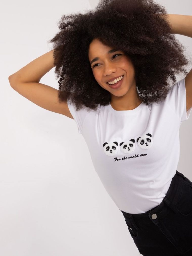 T-shirt damski, biały, Basic Feel Good