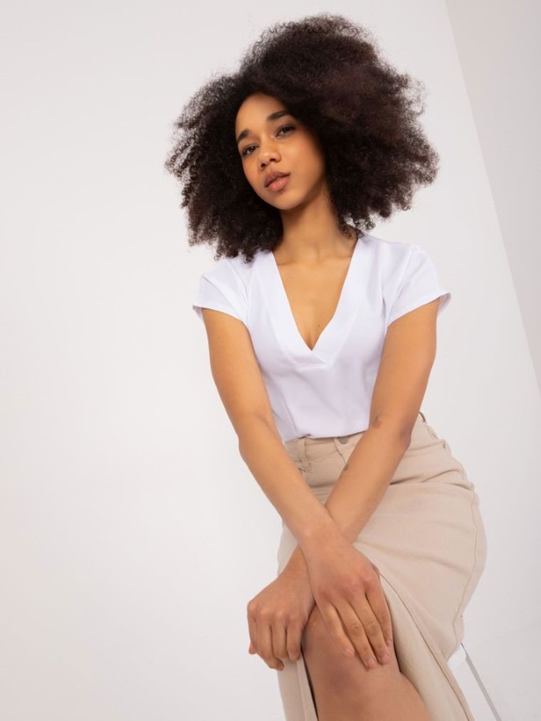 T-shirt damski, biały, Basic Feel Good