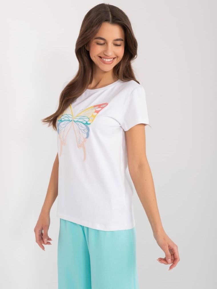 T-shirt damski, biały, Basic Feel Good