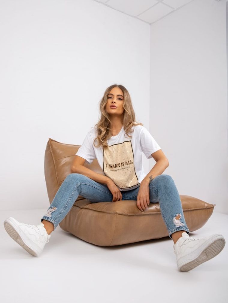 T-shirt damski, biały, H&B