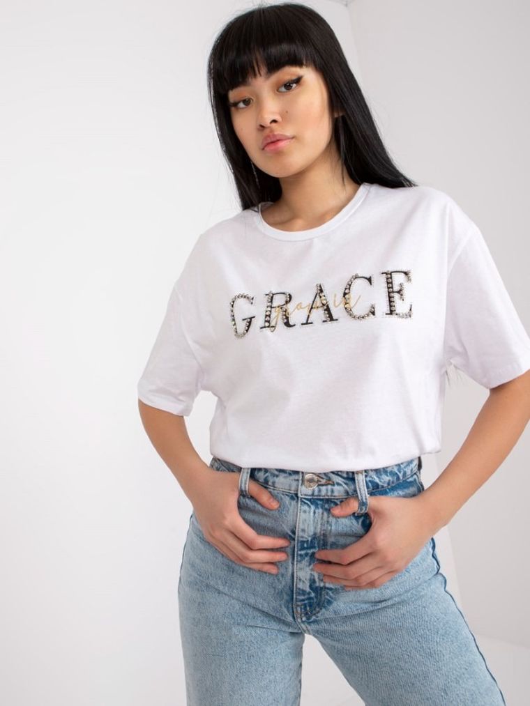 T-shirt damski, biały, H&B