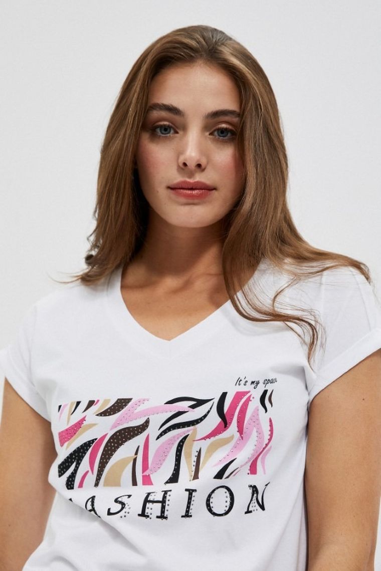 T-shirt damski, biały, Moodo