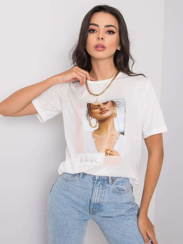 T-shirt damski, biały, Pepper & Mint