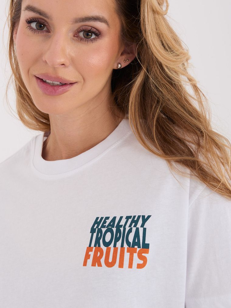 T-shirt damski, biały, Sublevel