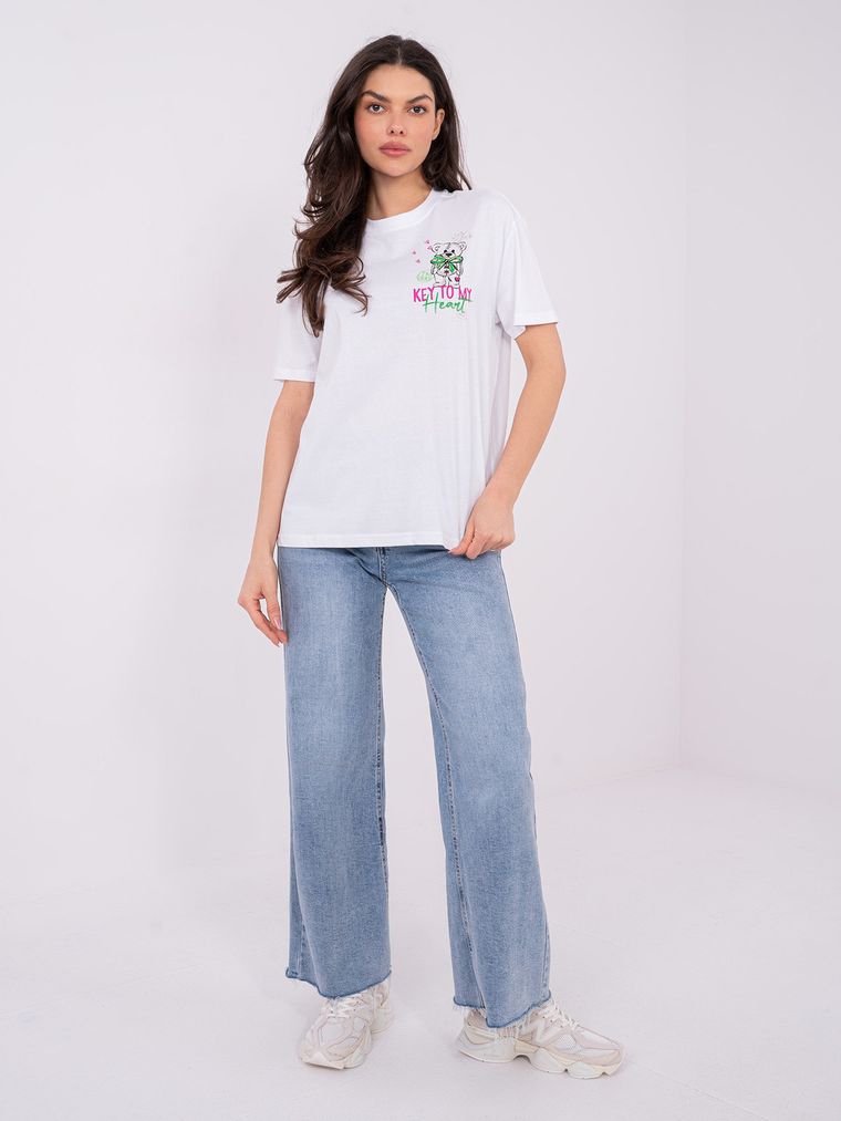 T-shirt damski, biały, Sublevel