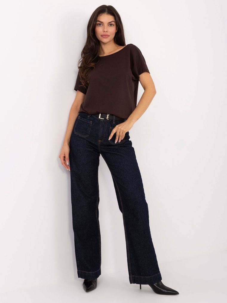 T-shirt damski, brązowy, Basic Feel Good