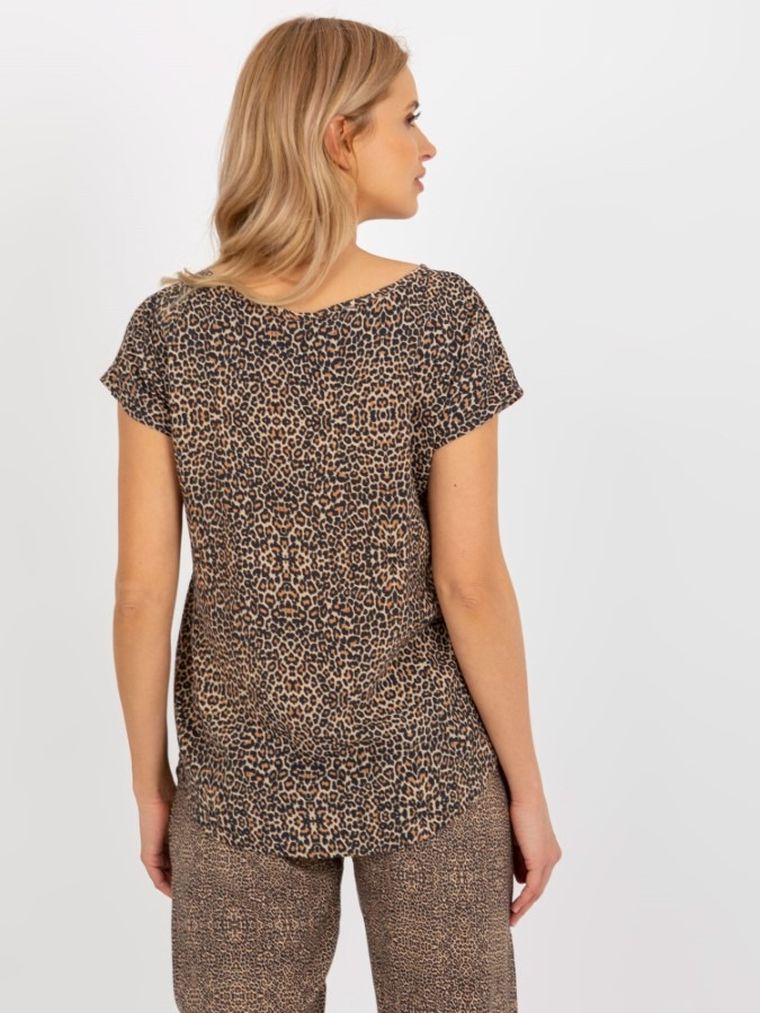 T-shirt damski, brązowy, Sublevel