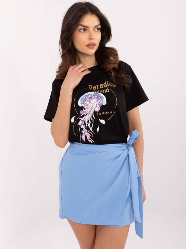 T-shirt damski, czarny, Calimera