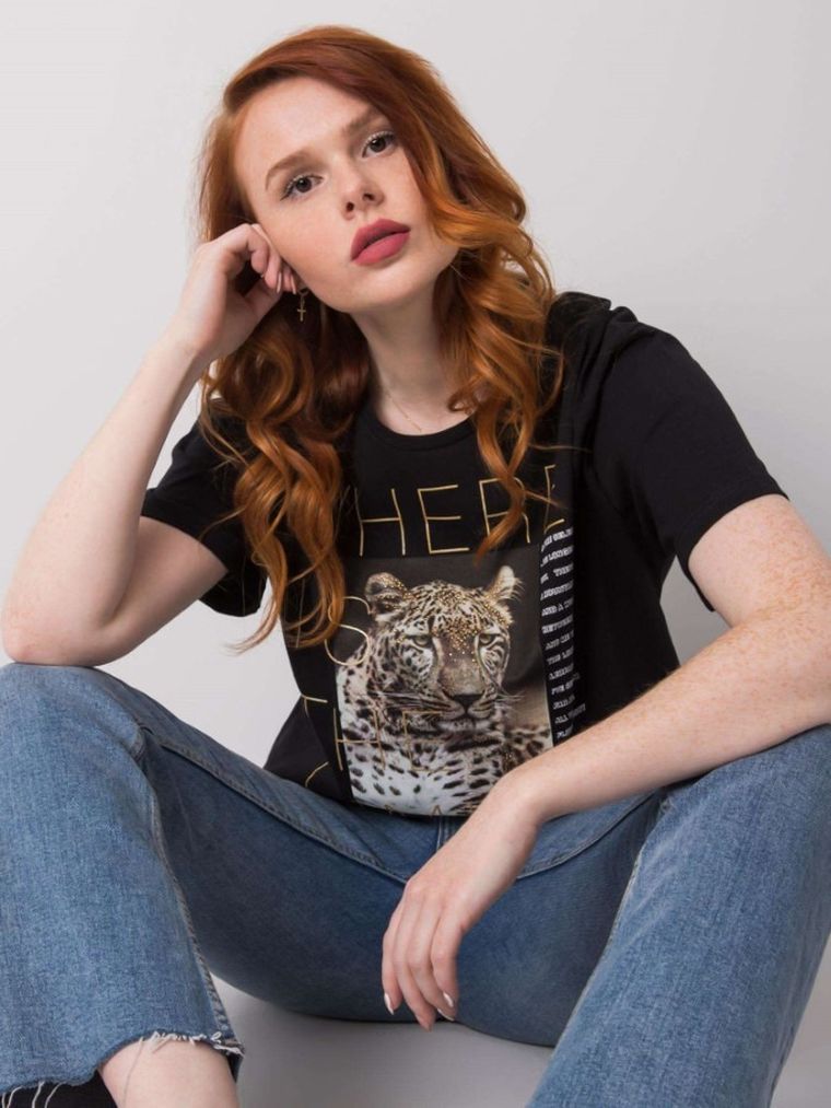 T-shirt damski, czarny, H&B