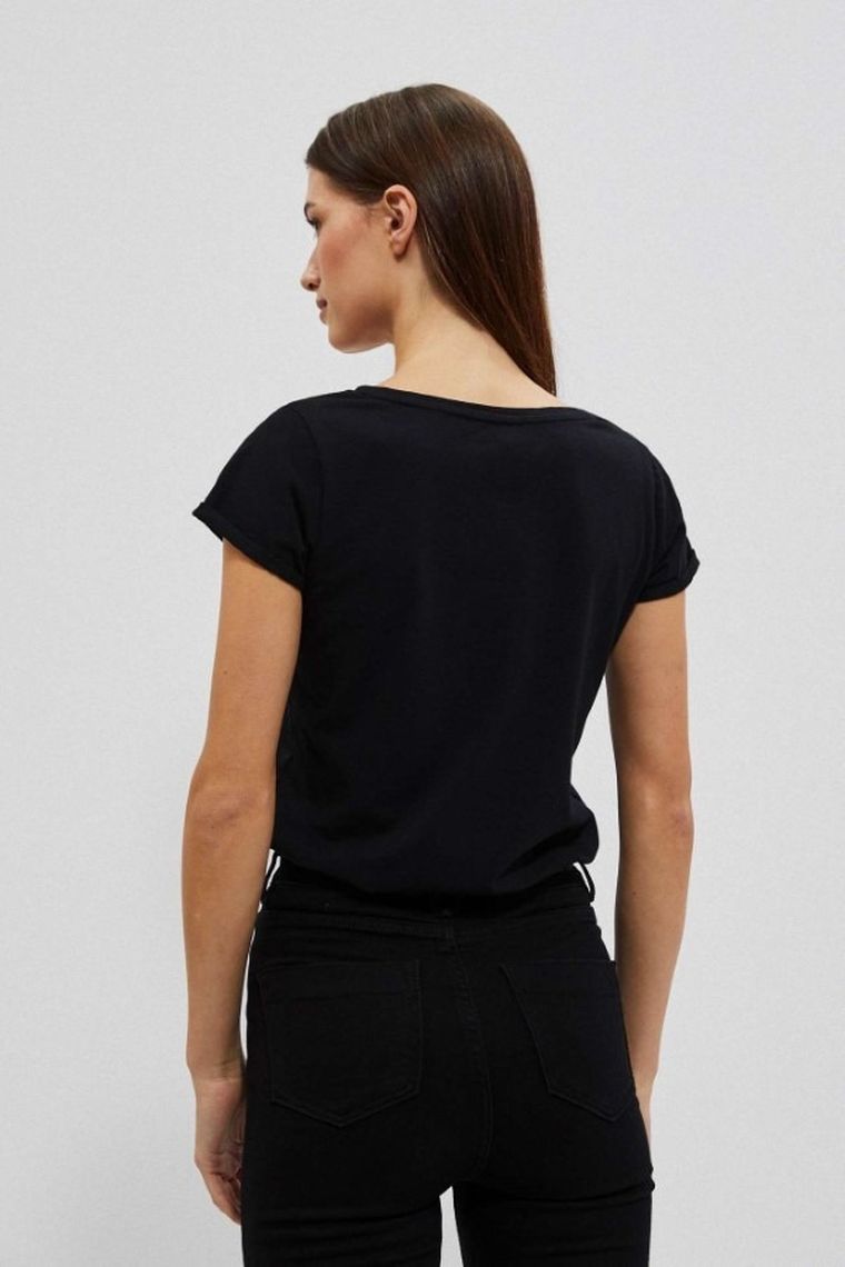 T-shirt damski, czarny, Moodo