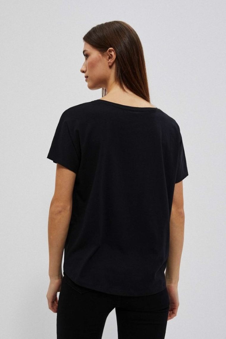 T-shirt damski, czarny, Moodo
