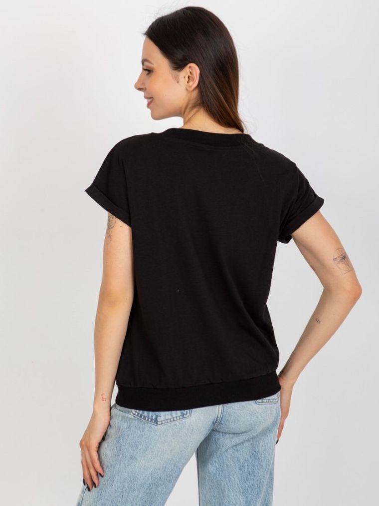 T-shirt damski, czarny, Rue Paris