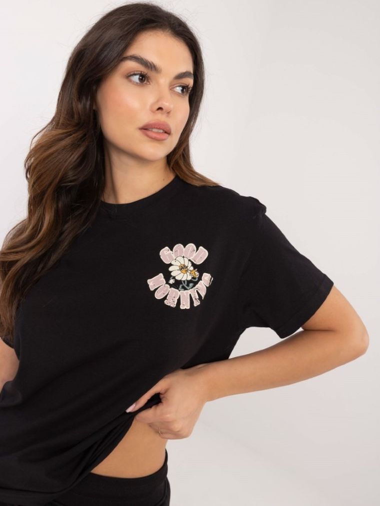 T-shirt damski, czarny, Sublevel