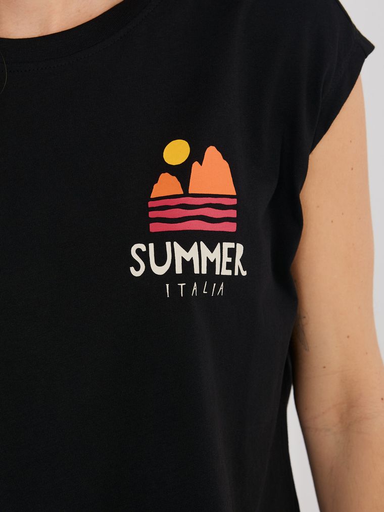 T-shirt damski, czarny, Sublevel