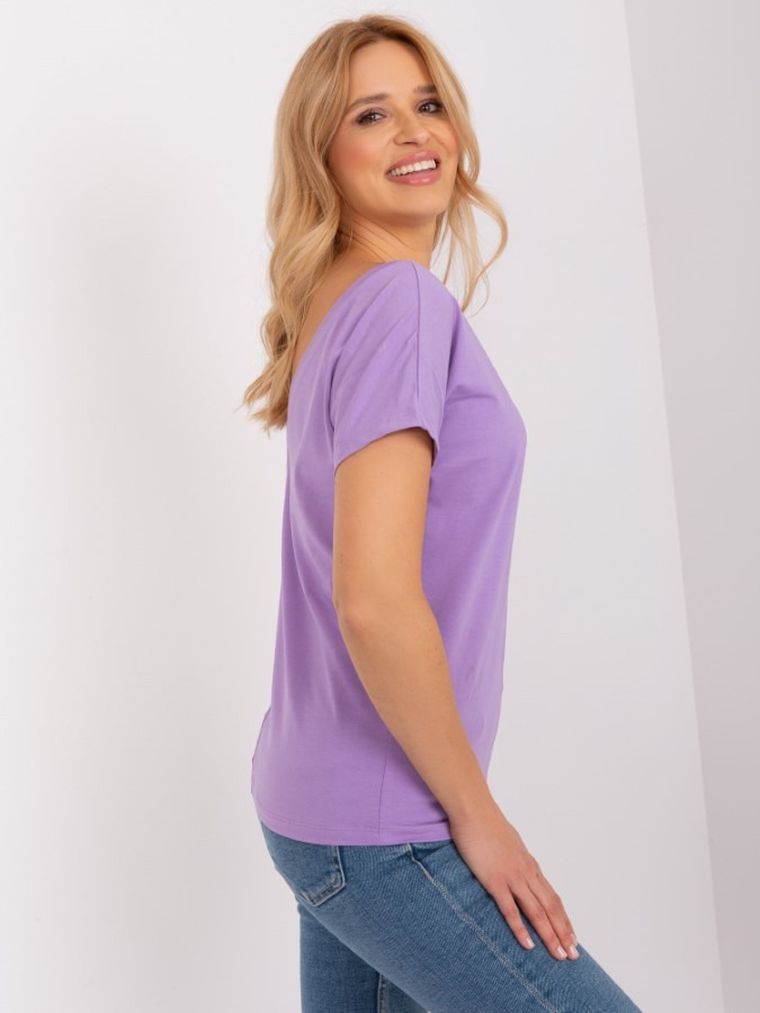 T-shirt damski, fioletowy, Basic Feel Good