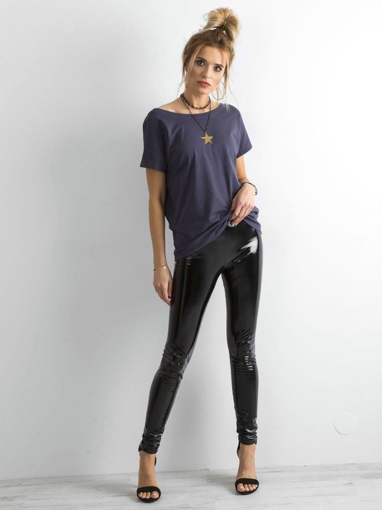 T-shirt damski, grafitowy, Basic Feel Good