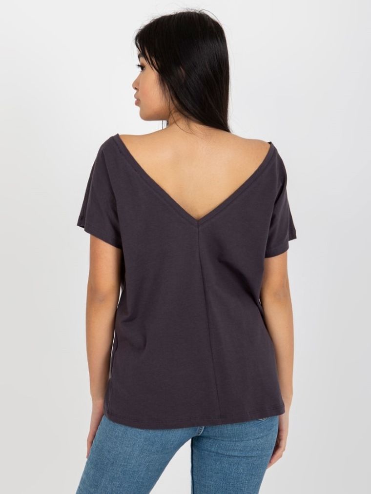 T-shirt damski, grafitowy, Basic Feel Good