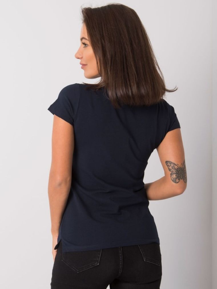 T-shirt damski, granatowy, Basic Feel Good
