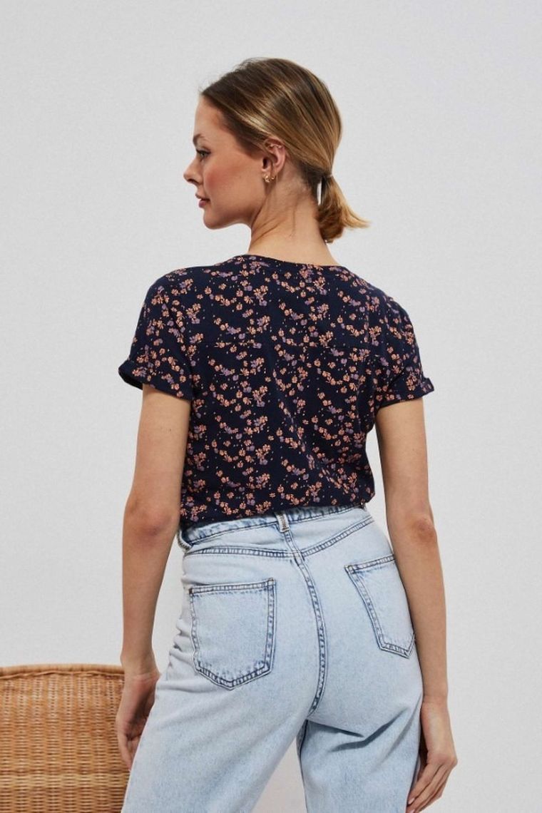 T-shirt damski, granatowy, Moodo