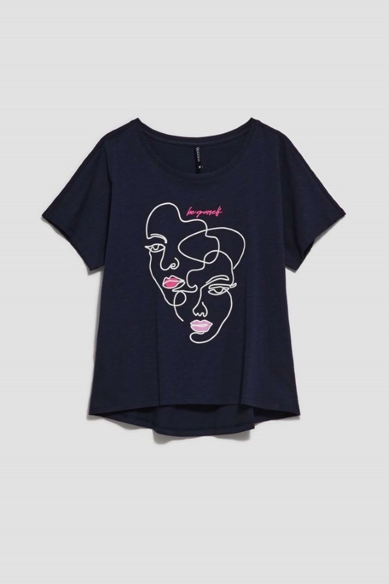 T-shirt damski, granatowy, Moodo