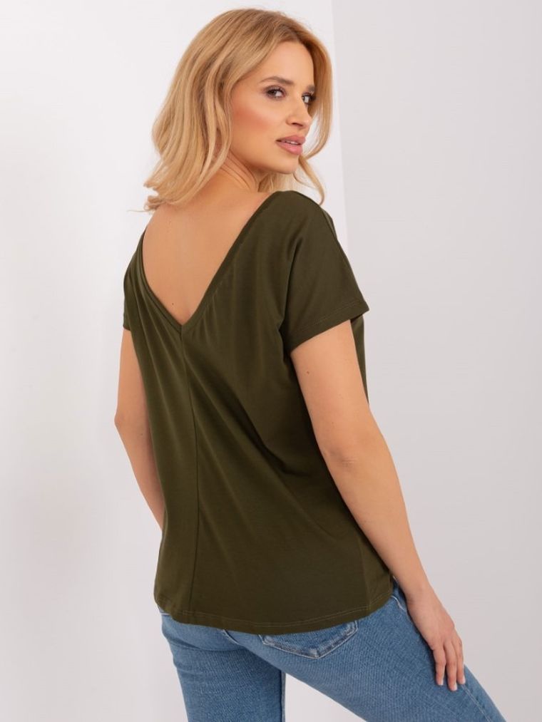 T-shirt damski, khaki, Basic Feel Good