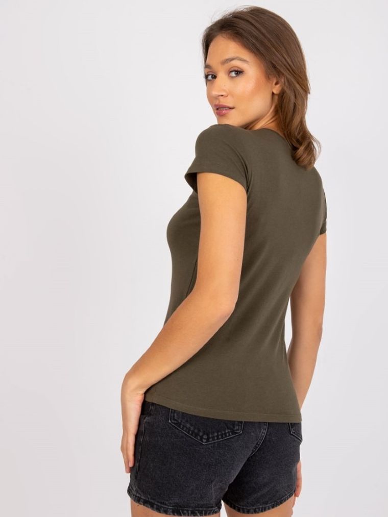 T-shirt damski, khaki, Basic Feel Good