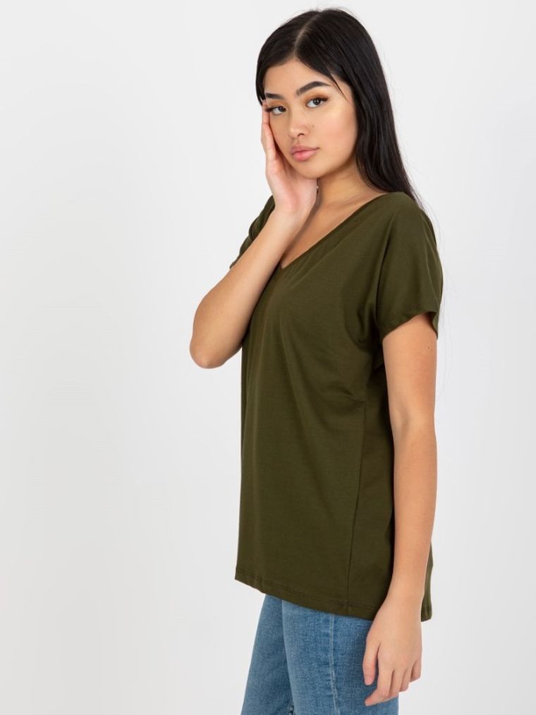 T-shirt damski, khaki, Basic Feel Good