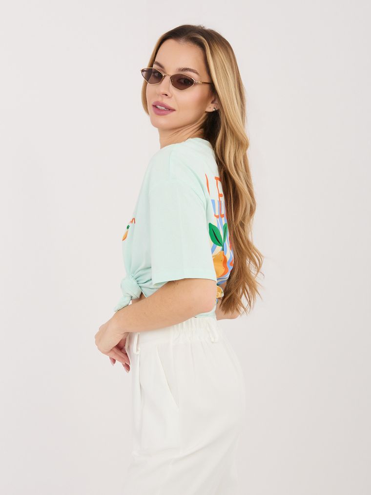 T-shirt damski, miętowy, Sublevel