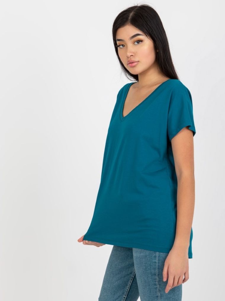 T-shirt damski, niebieski, Basic Feel Good