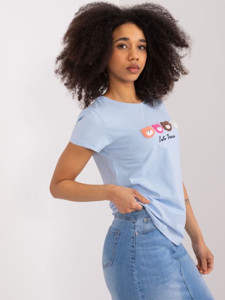 T-shirt damski, niebieski, Basic Feel Good