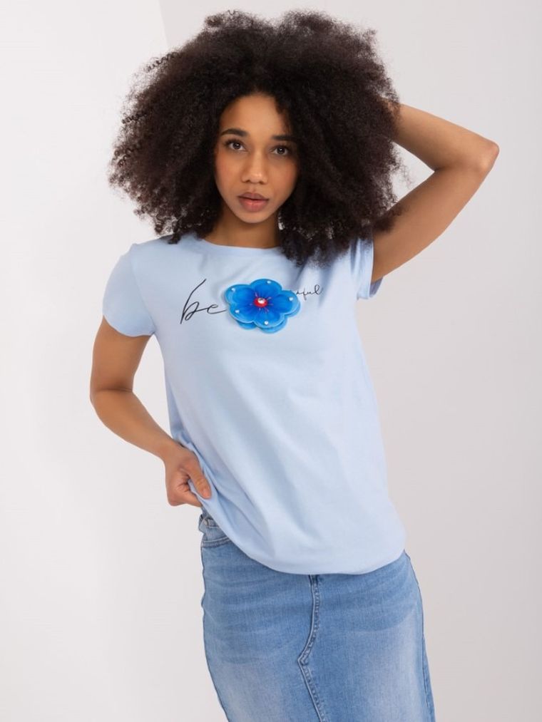 T-shirt damski, niebieski, Basic Feel Good