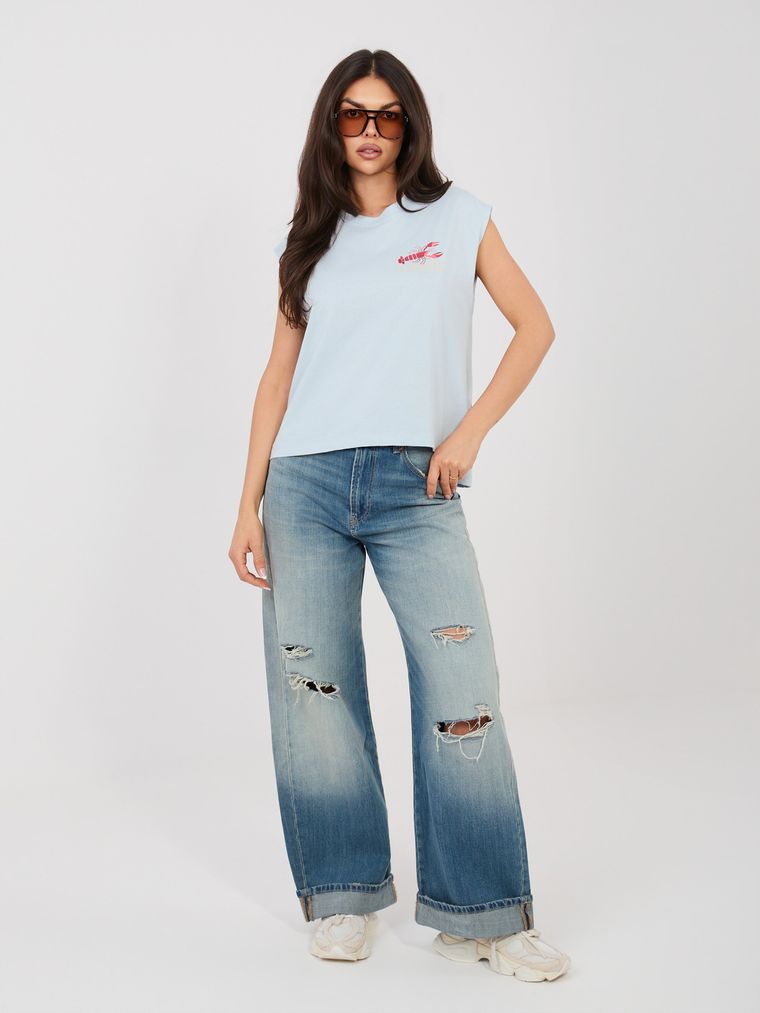 T-shirt damski, niebieski, Sublevel