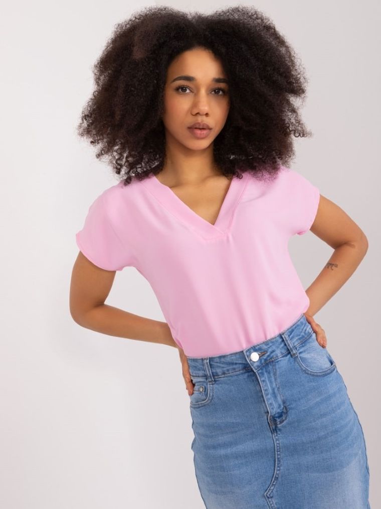 T-shirt damski, różowy, Basic Feel Good