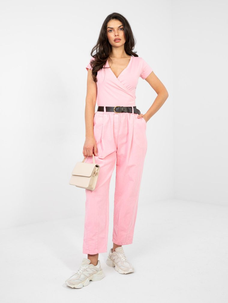 T-shirt damski, różowy, Basic Feel Good