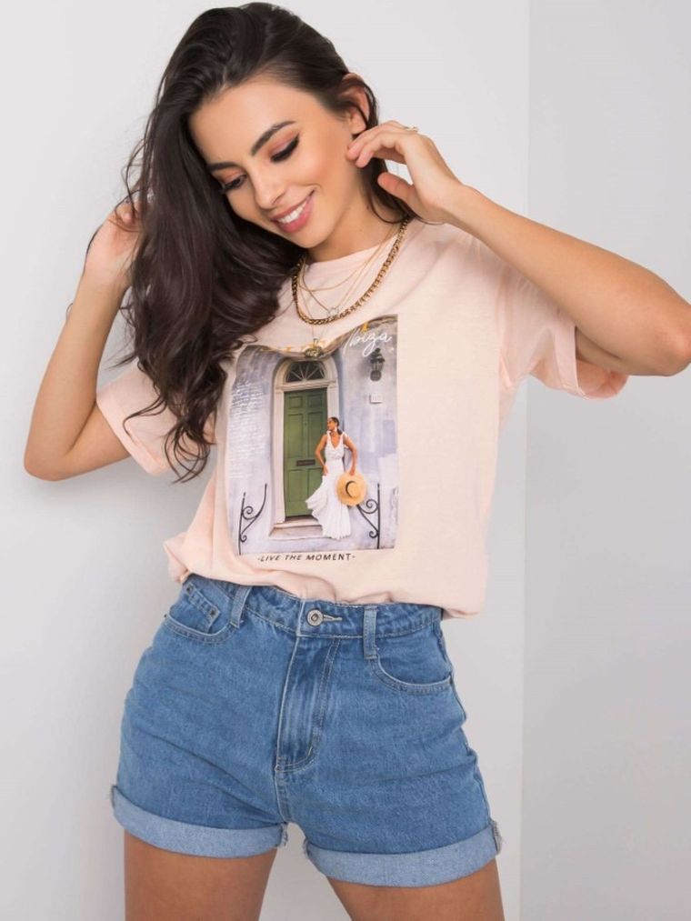 T-shirt damski, różowy, Pepper & Mint