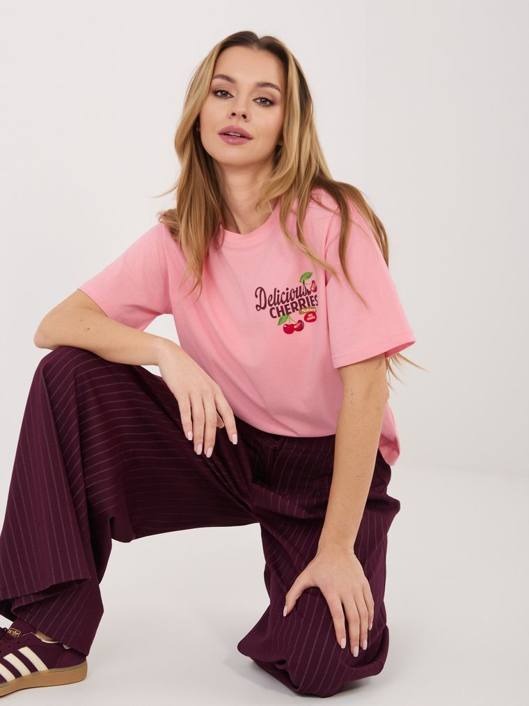 T-shirt damski, różowy, Sublevel