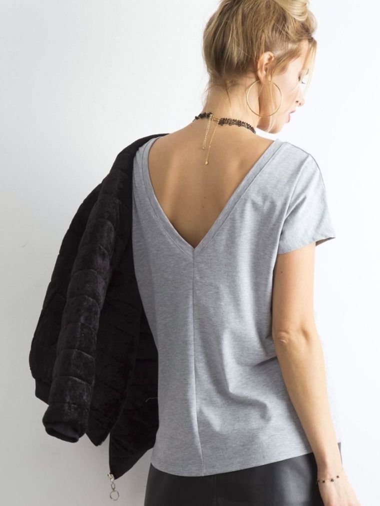 T-shirt damski, szary, Basic Feel Good