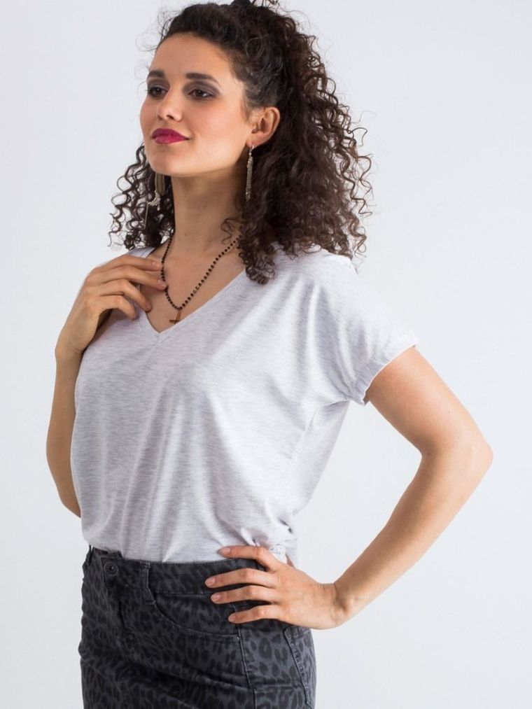 T-shirt damski, szary, Basic Feel Good