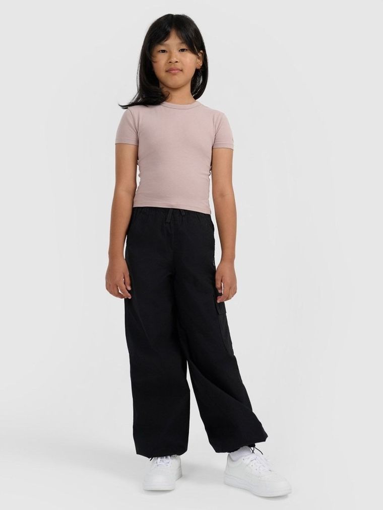 T-shirt dziewczęcy, beżowy, 4F