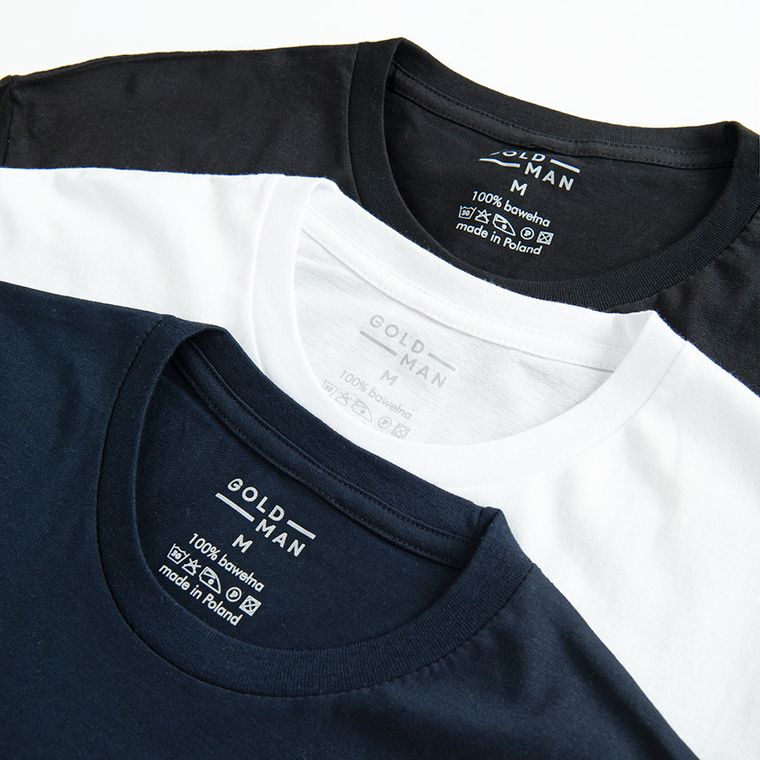 T-shirt męski, mix, zestaw, 3 szt., Goldman